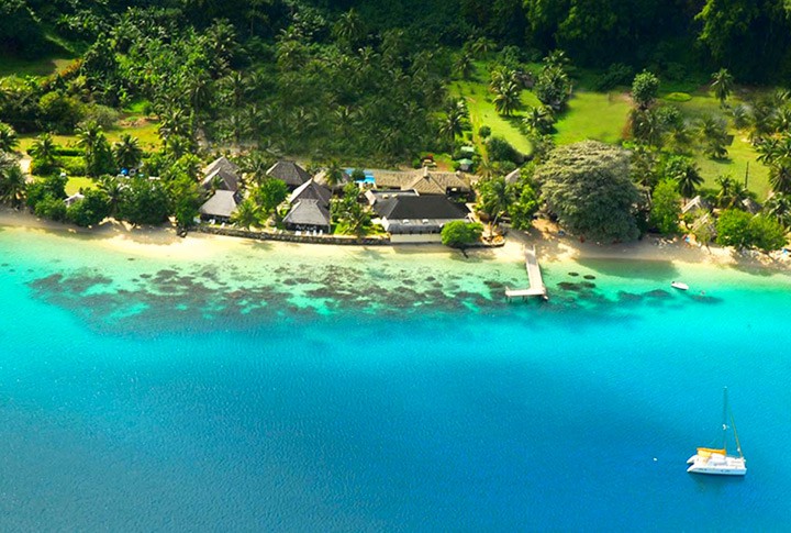 Aerial view on the hotel Relais Mahana