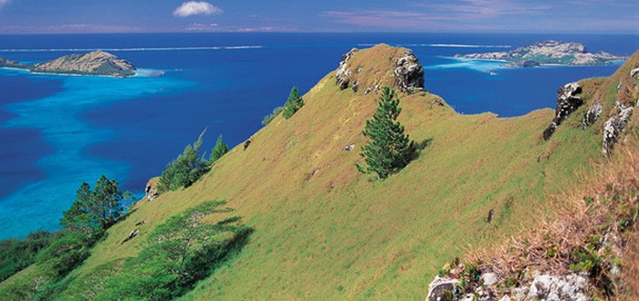 View from the mountain on the lagoon of Mangareva island